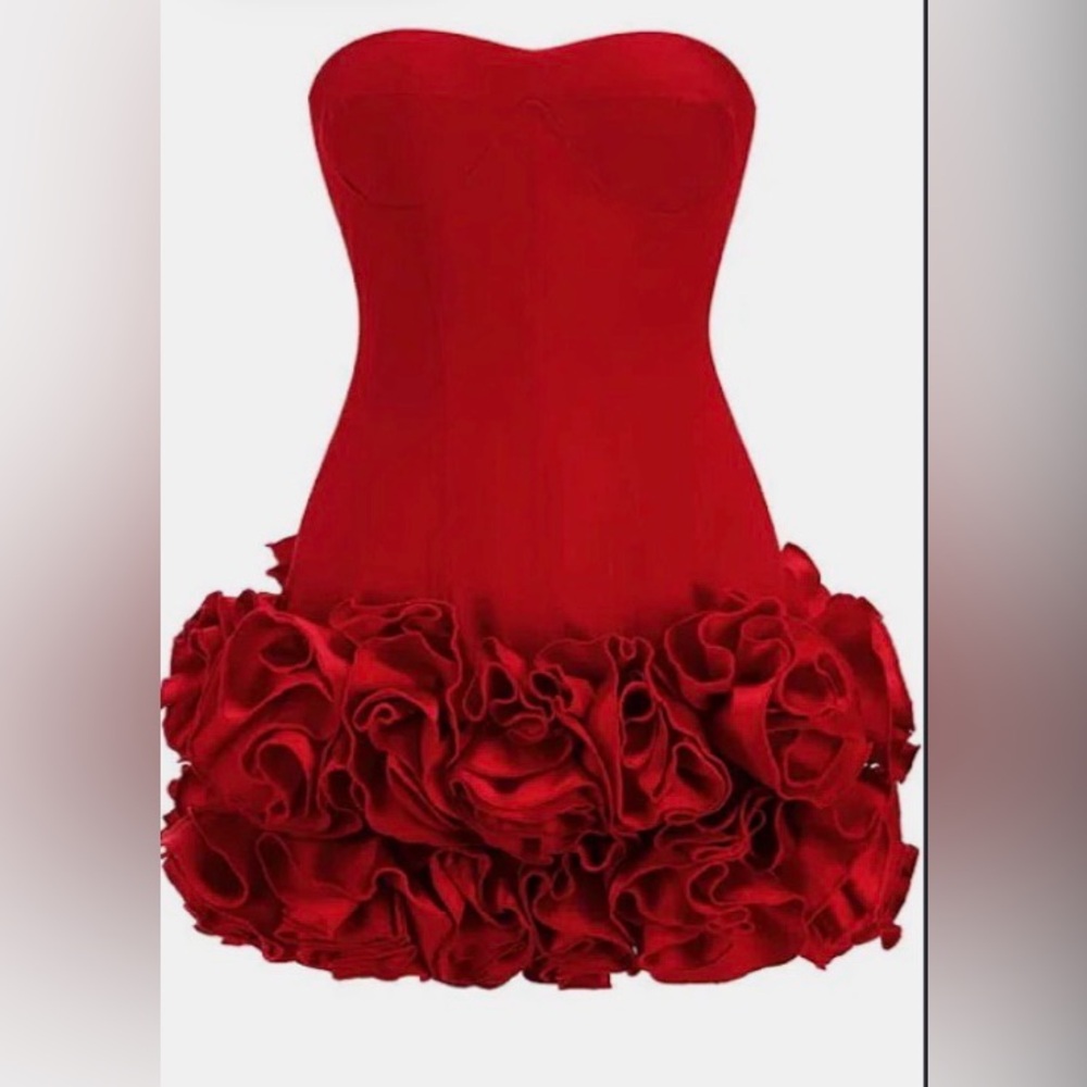Red Ruffle Cocktail Dress